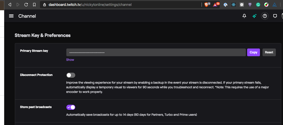Twitch Channel Settings