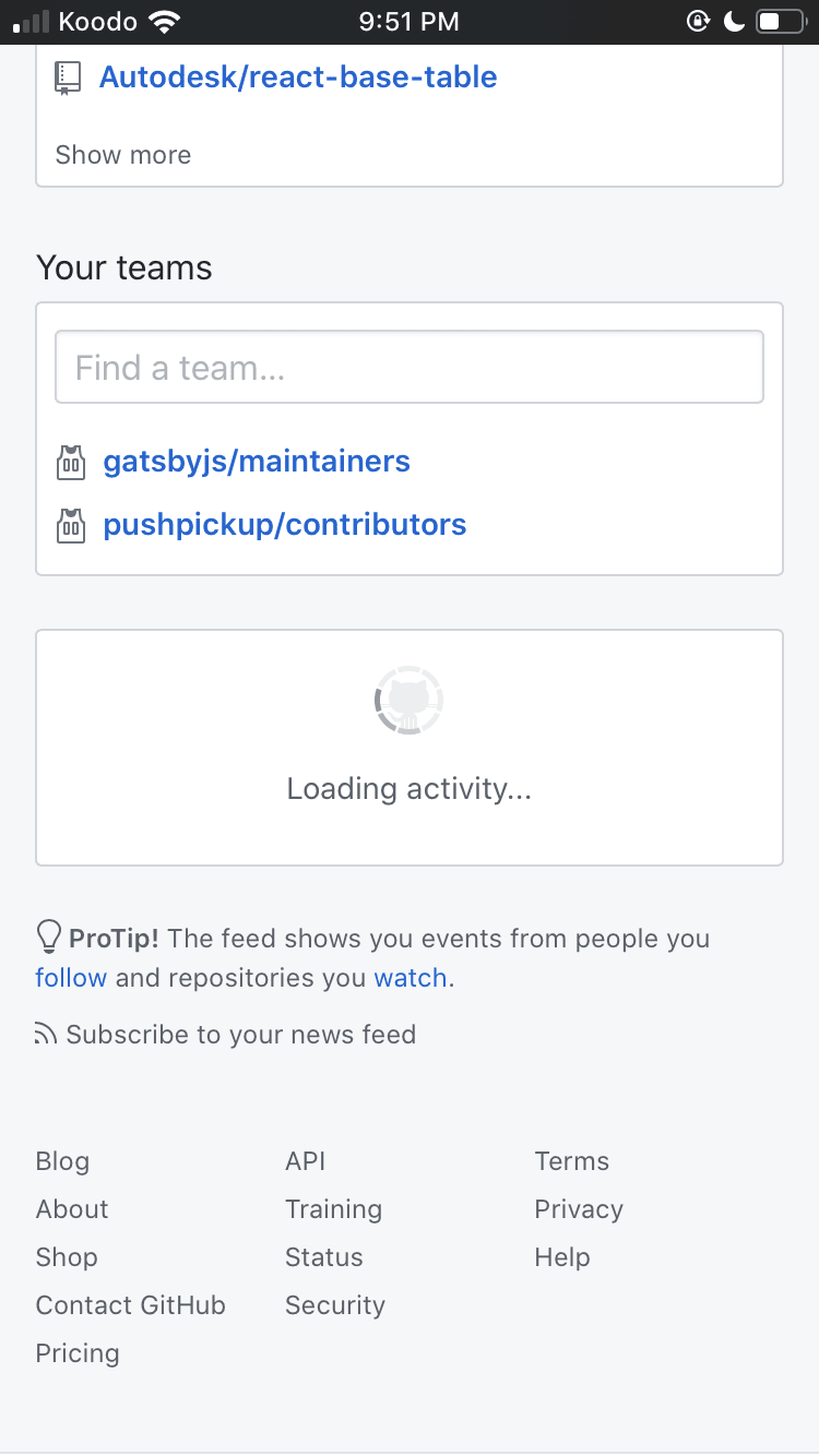 MS Edge on iOS not loading GitHub feed