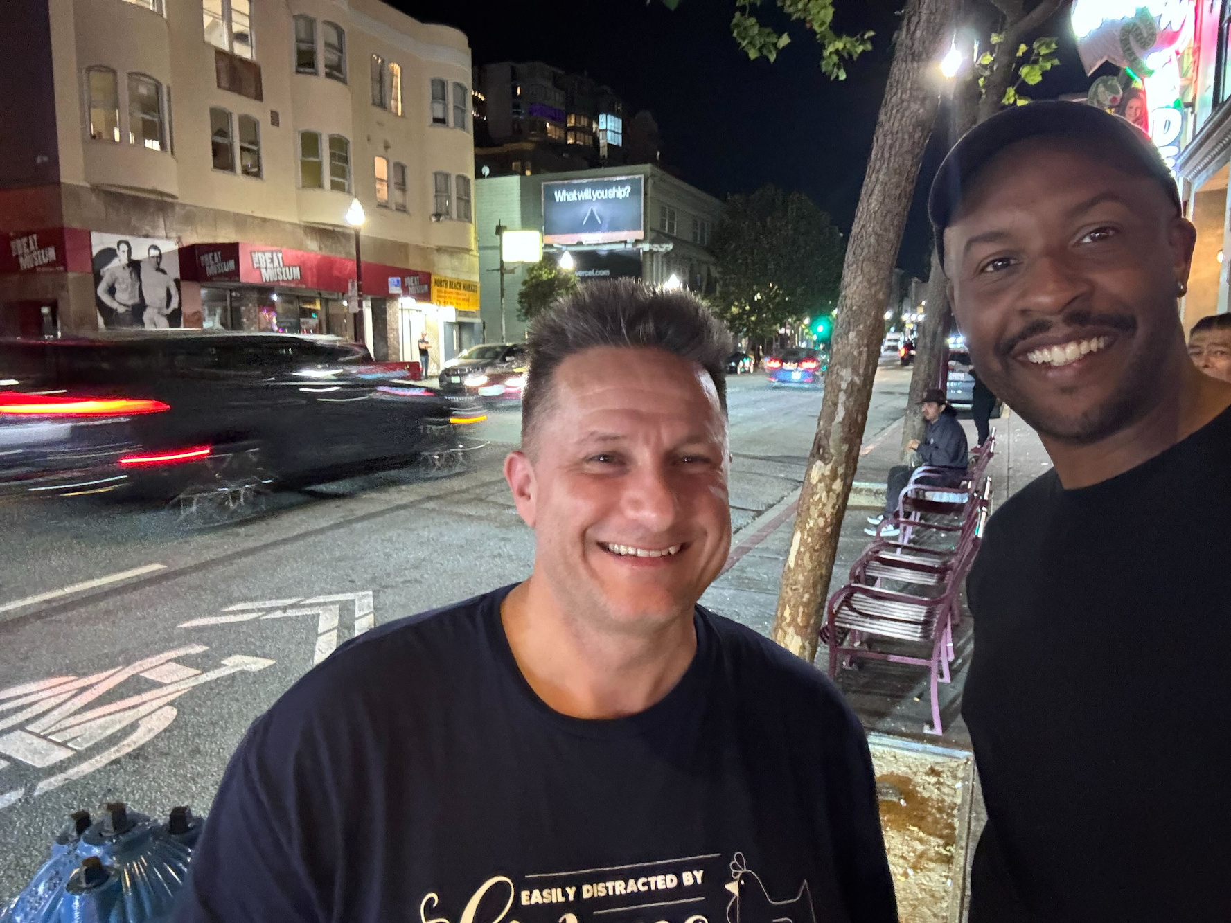 Me and bdougie hanging in front of a Vercel Billboard in San Francisco