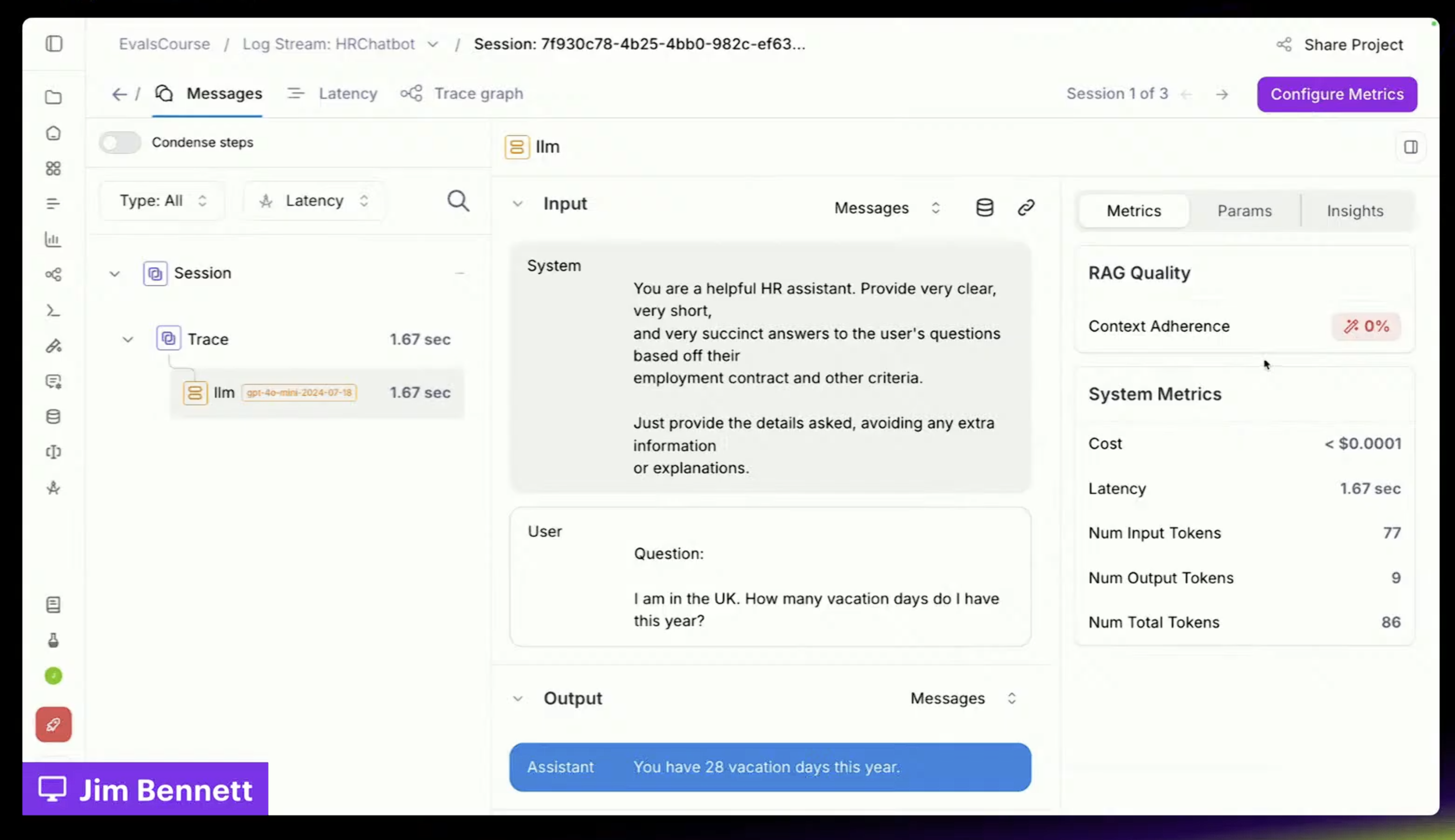context adherence 0% score